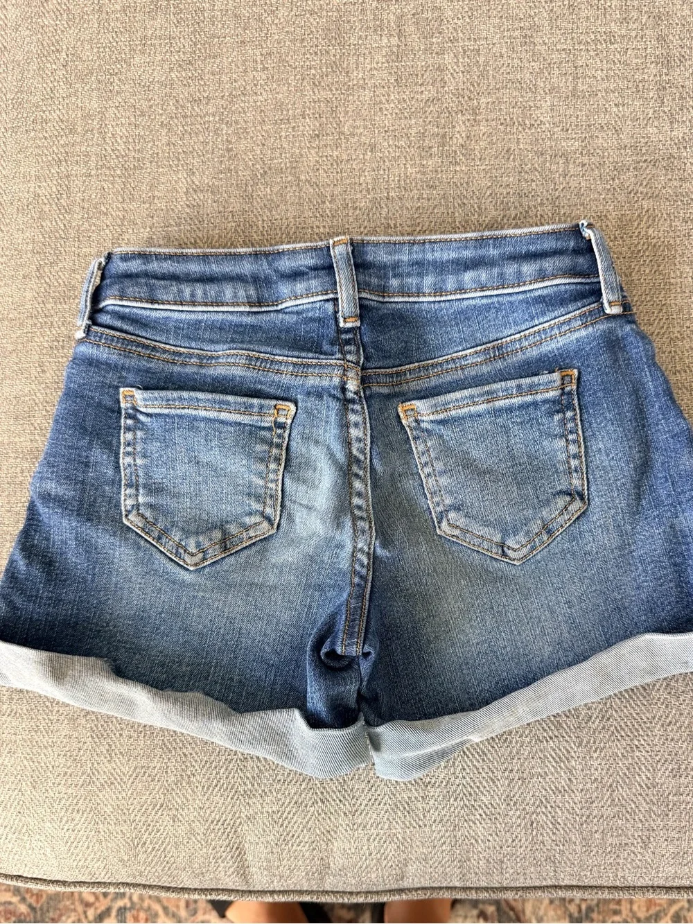 GAP Rolled Cuff Mid-Rise Denim Shorts in Light Blue